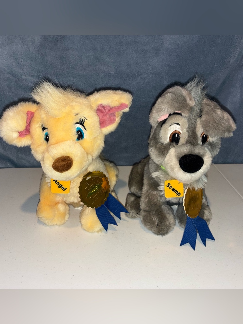 RARE Vintage Disney Store Best in Show Scamp Angel Plush Set Lady and the Tramp